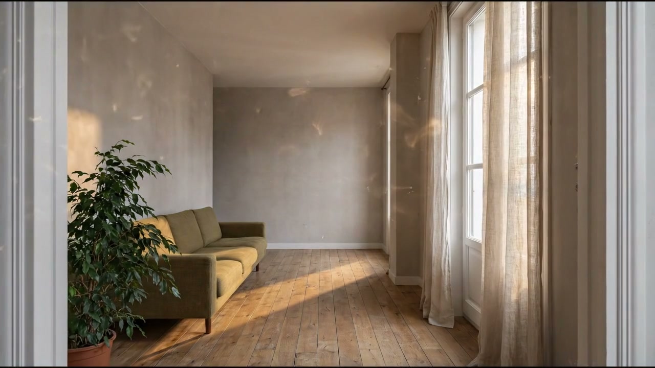 El mismo salón mientras la luz de la tarde empieza a entrar.